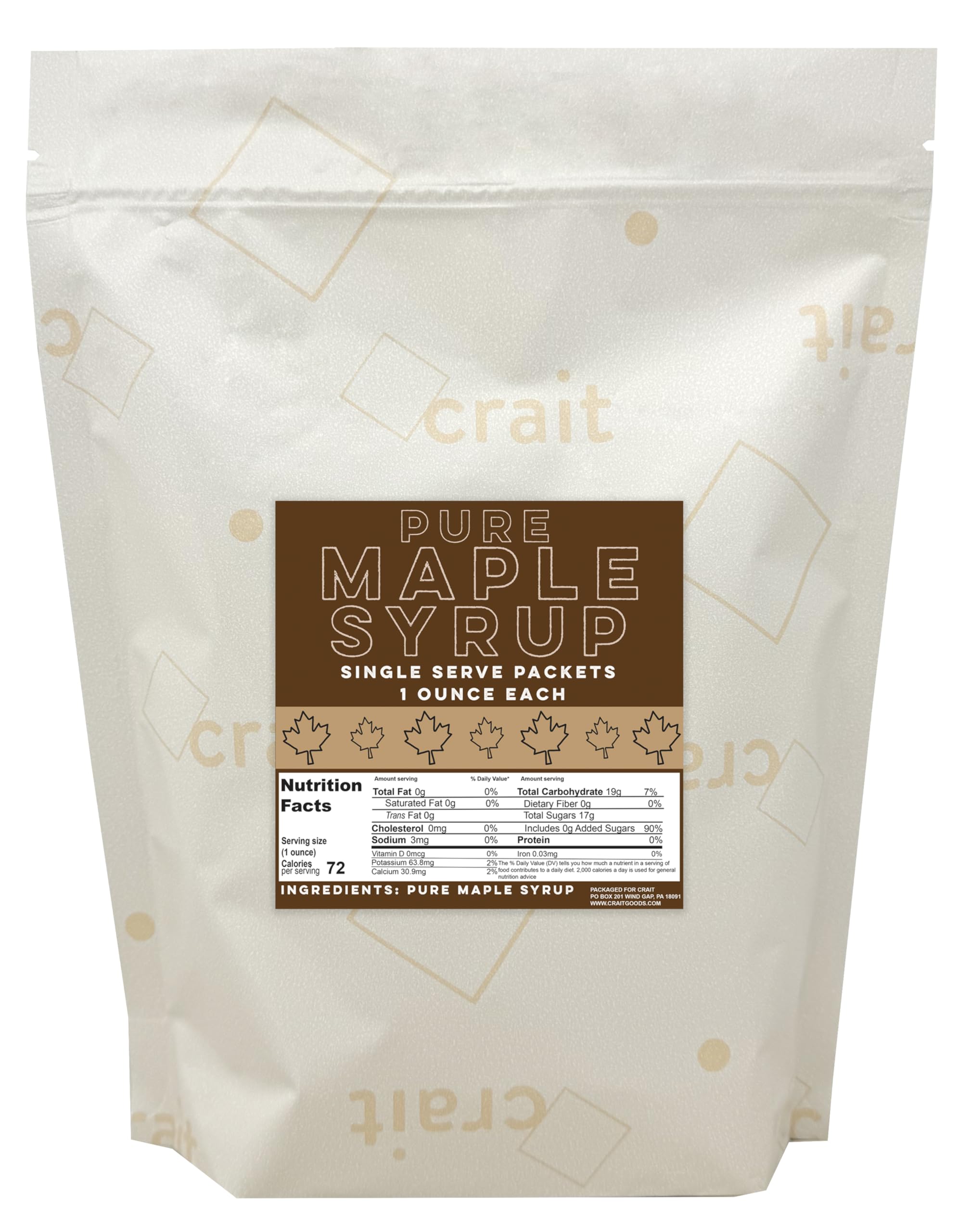 Pure Maple Syrup Single Serve 1 oz Pack of 30- Individual Syrup Packets Single Serve, Pancake Syrup Packets, Breakfast Syrup Portion Control, Travel