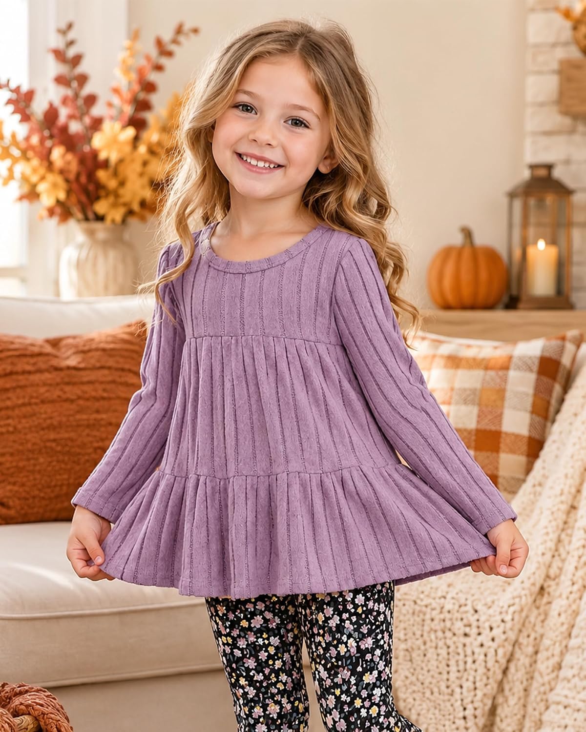 Toddler Girl Clothes Fall Winter 2 Piece Outfits Pant Set Size 3t-8Years image 4