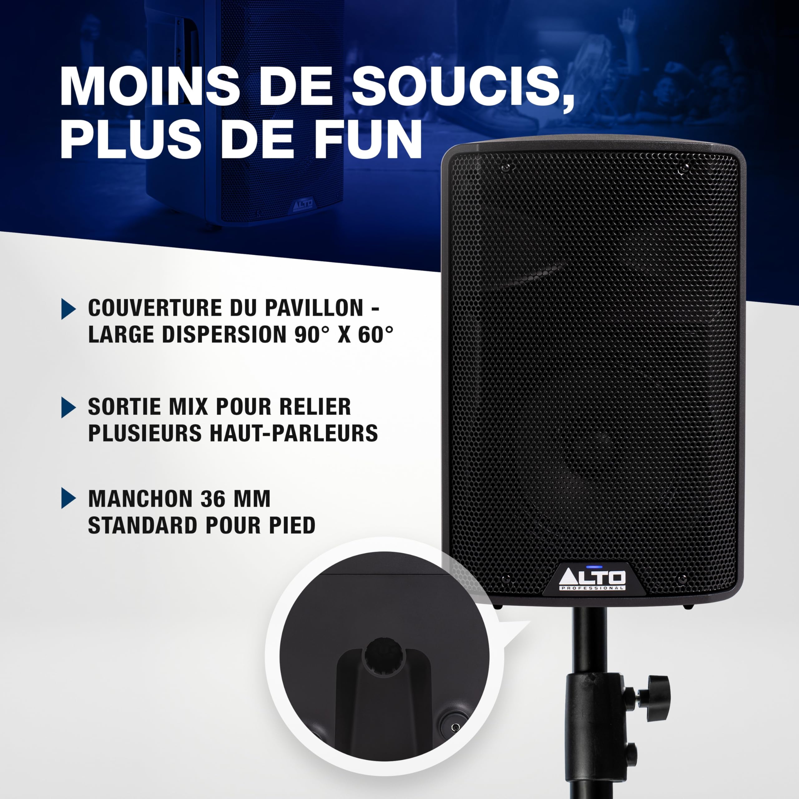 ALTO TX408 Enceinte Amplifiée Actif 350W 8" TWS Bluetooth, Mixeur 2 Canaux, Niveau Ligne pour DJ et Musiciens, Petites Salles, Répétitions et Événements