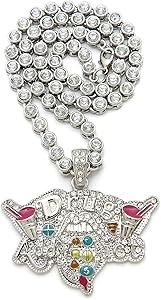 アクセサリー Creative drug store silver necklace BLINGFACTORY Hip Hop Silver Plated Drug Addict Pendant & 20