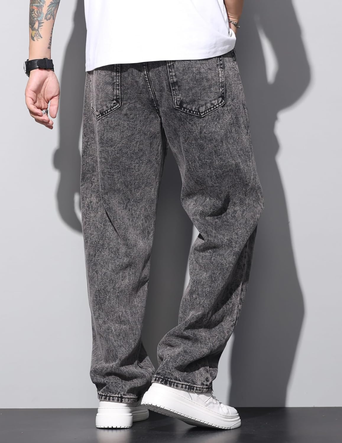 Mens Jeans Regual Fit Y2K Denim Pants Hip hop Streetwear Trousers - Image 3