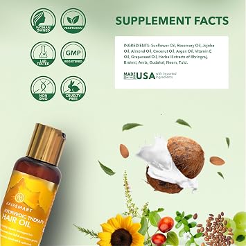 Ayurvedic Therapy Rosemary Hair Growth Oil - Brahmi Bhringaraj & Amla. Rosemary Hair Oil for Hair Growth, Strength & Scrapcare Hair Loss & Anti-Frizz Hair Oil 3 Pack