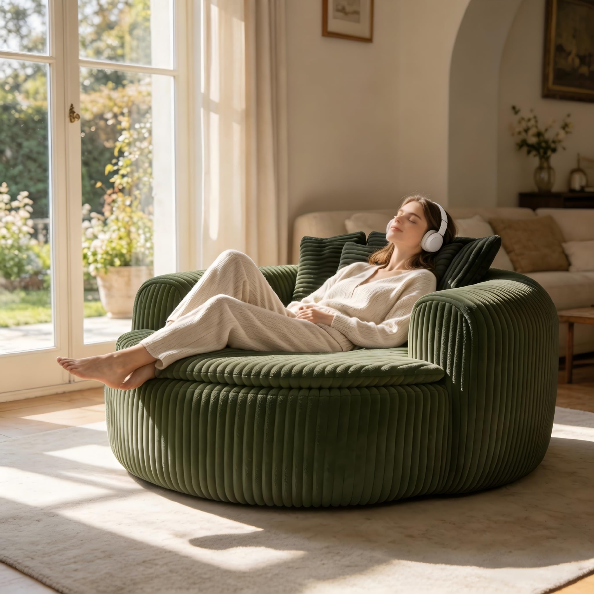 Cord-Sitzsack, mit gepolstertem tiefem Sitz, Loungesessel für Erwachsene