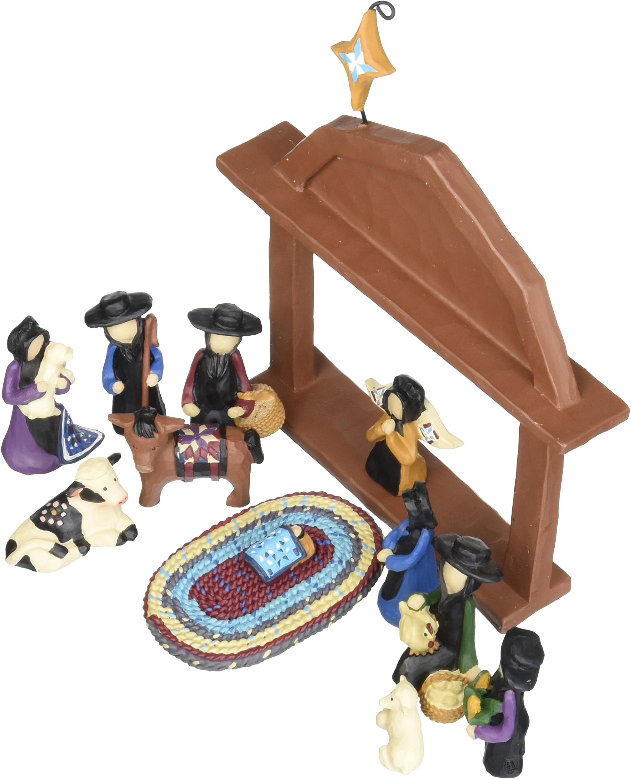 Blossom BucketAmish Nativity Christmas Decor (Set of 13), 6-1/2 by 7-1/2"