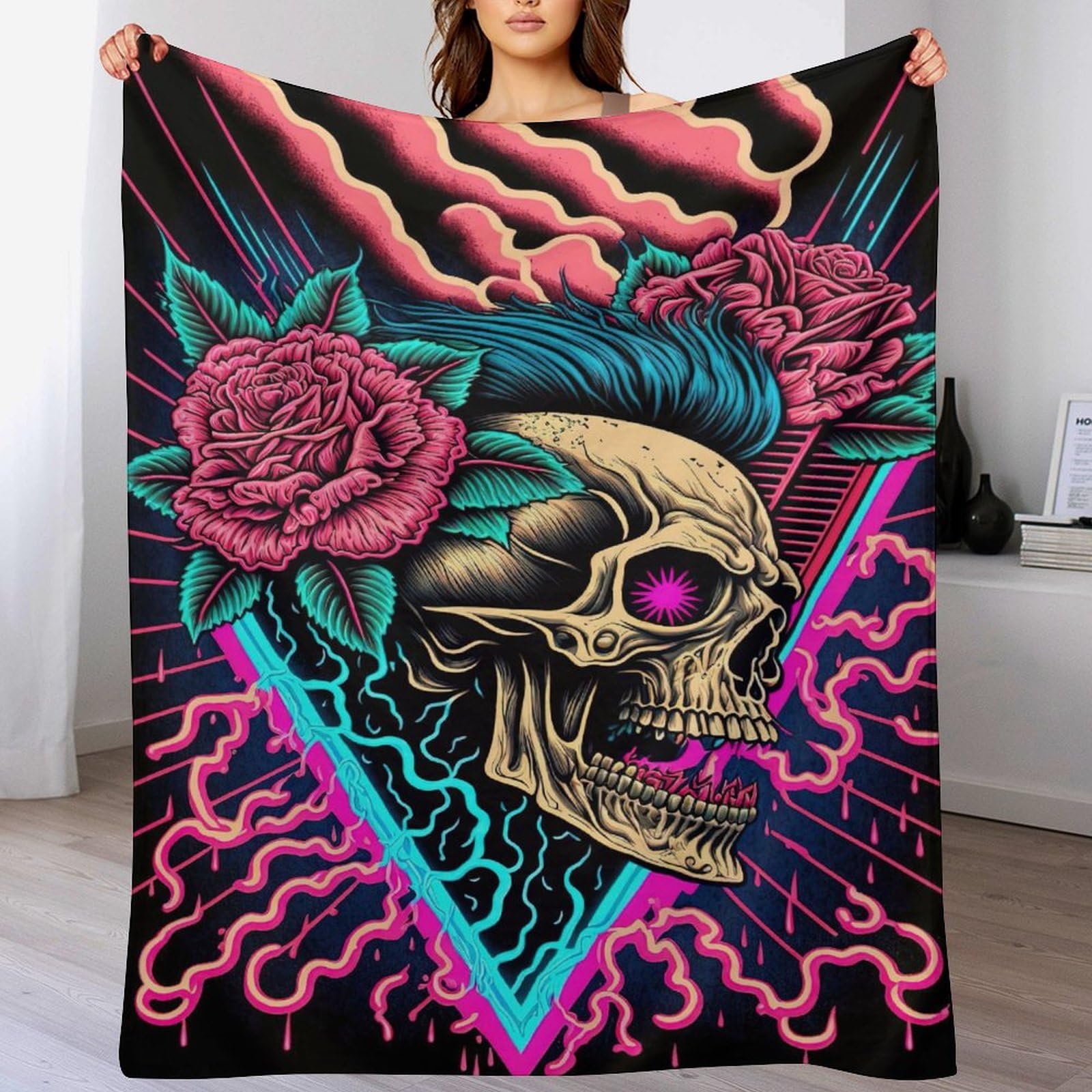 Couverture en crâne 3D douce et légère pour vos soirées cocooning sur le canapé