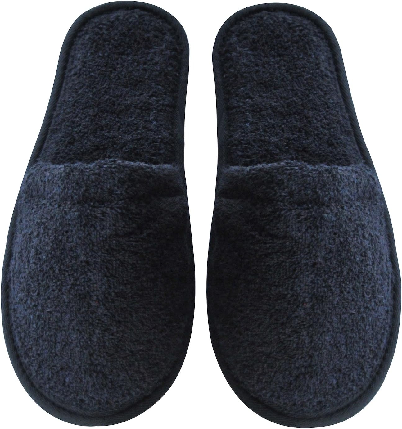 Arus Womens Turkish Terry Cotton Cloth Spa Slippers One Size Fits Most, Black, 6-9.5 Wide Women