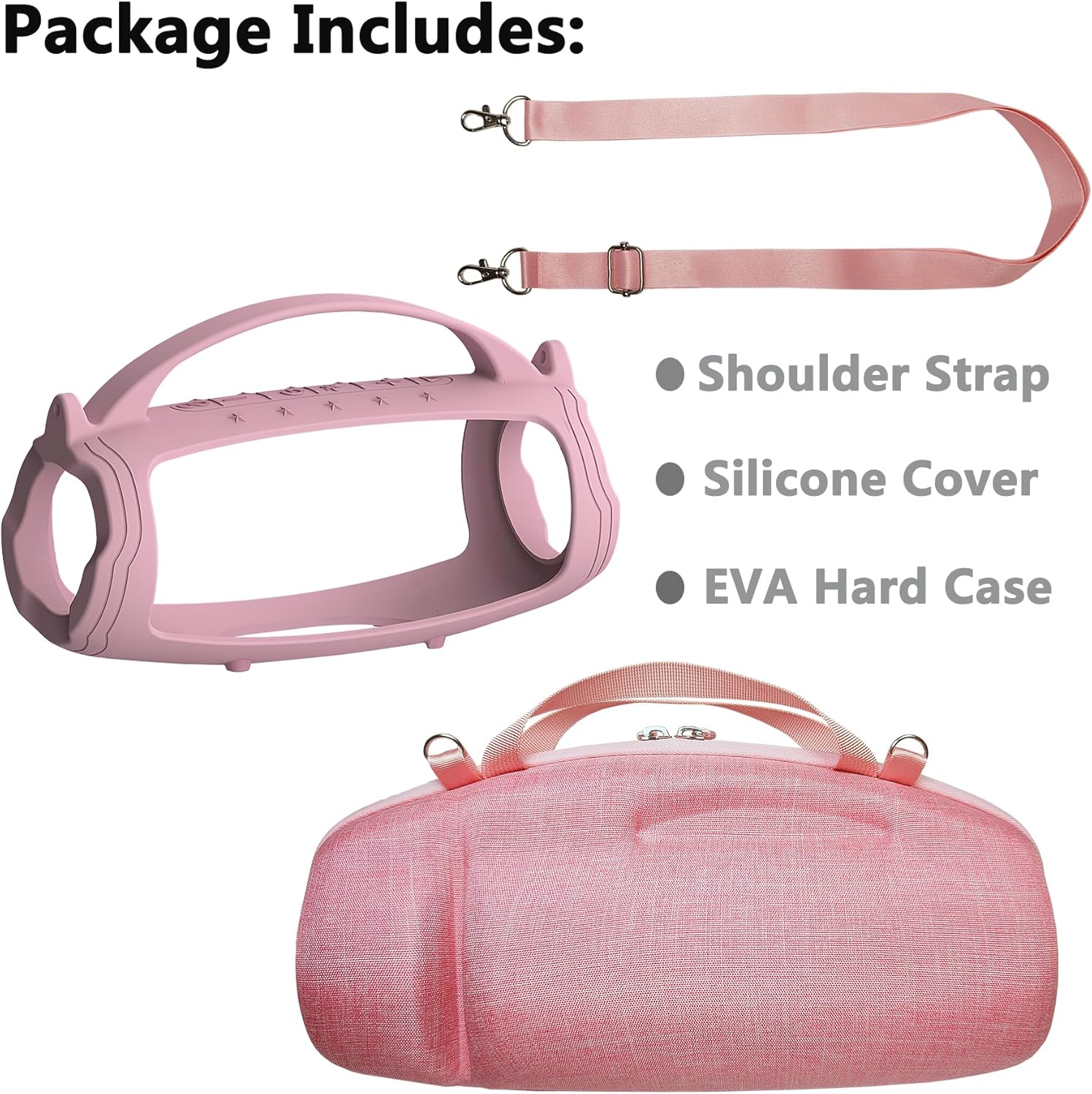 JCHPINE Silicone Cover and Hard Travel Case for JBL Charge 4 / Charge 5 Portable Bluetooth Speaker Accessories (Pink Case, NOT for Wi-Fi Version) - Image 2