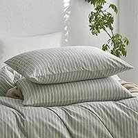 Vista 24 de MooMee Juego de 2 fundas de almohada 100% algodón lavado con textura parecida al lino, transpirable, duradera, suave y cómoda