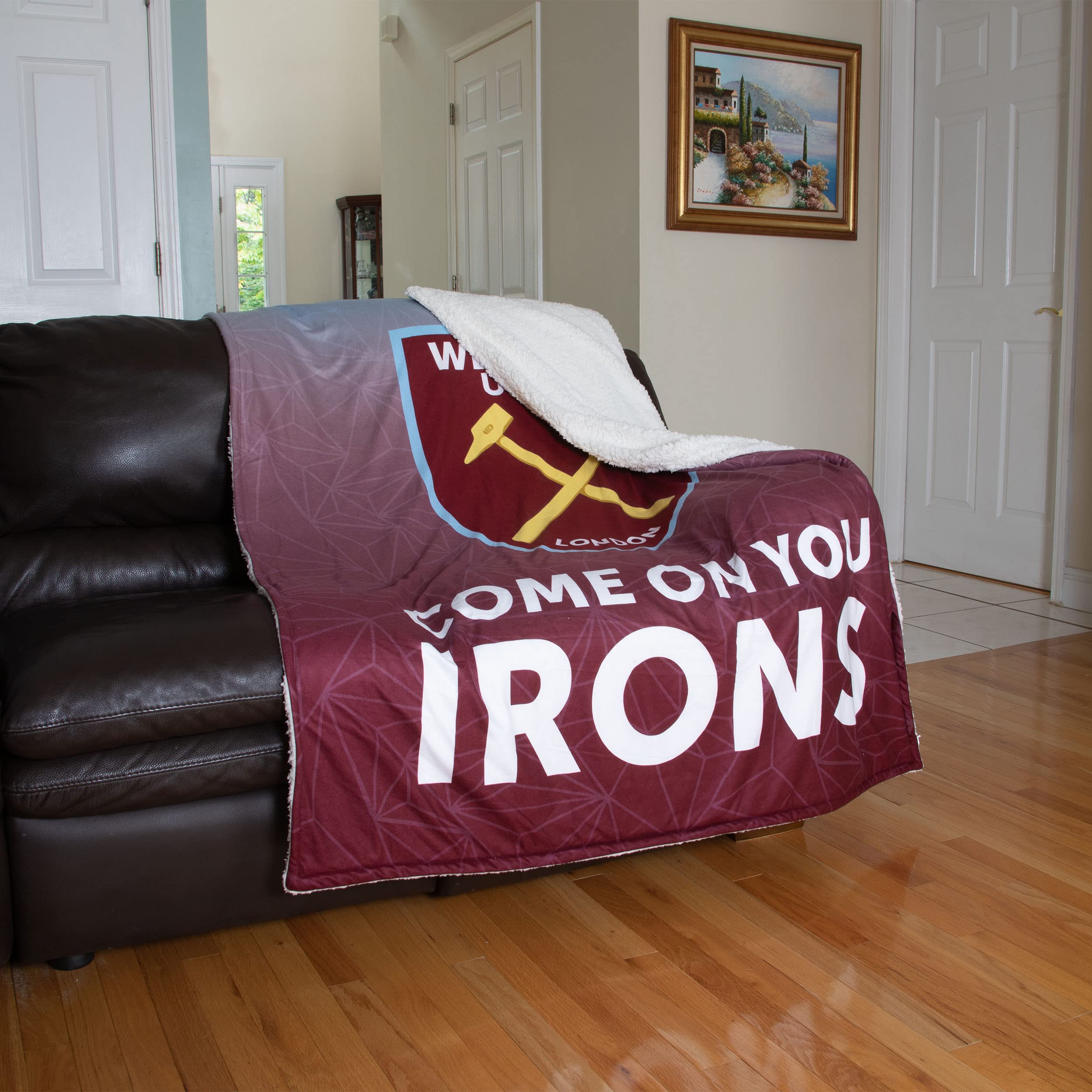 Premier League Football West Ham United Couverture en peluche Sherpa pour fan de football