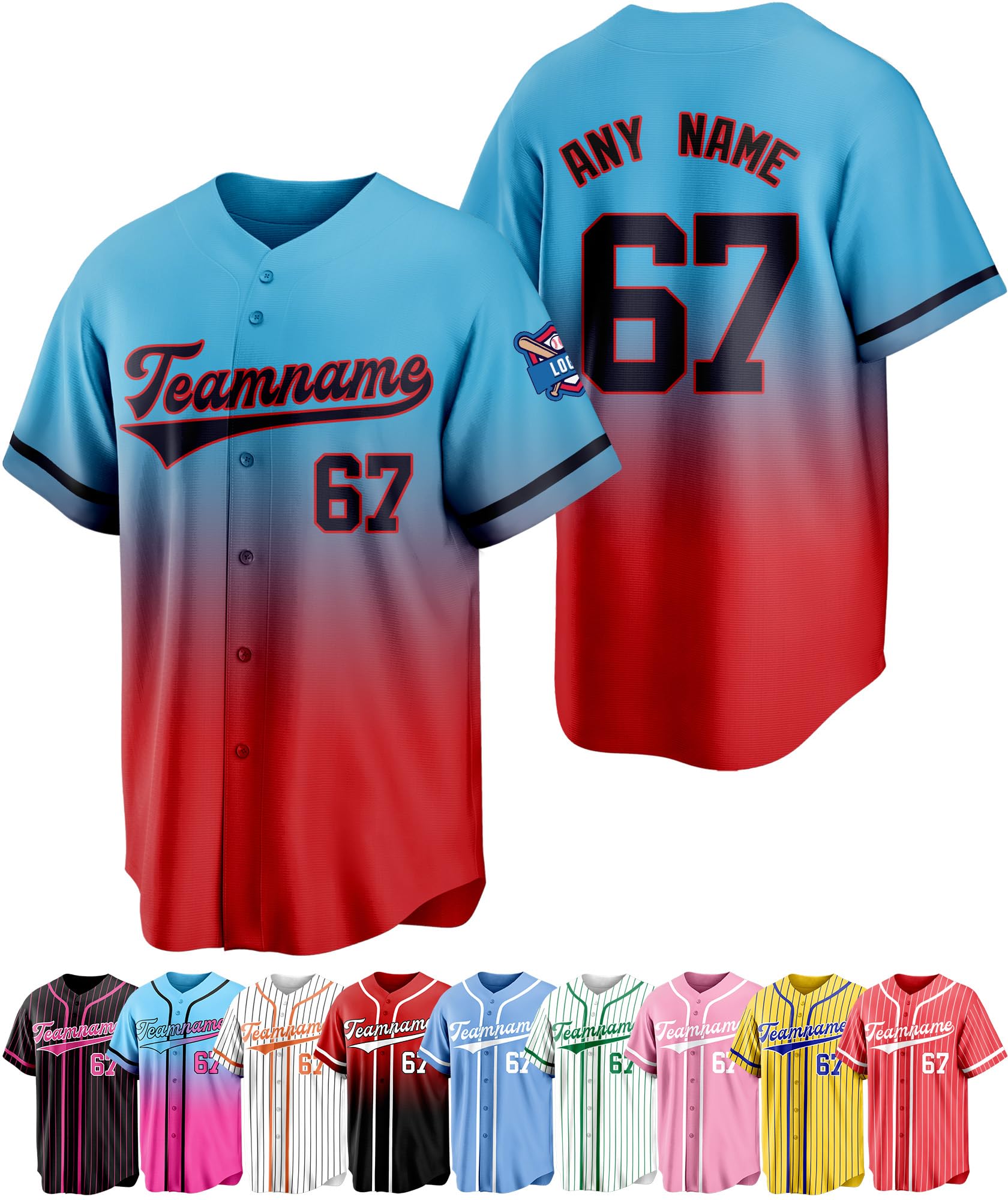 Custom Baseball Jersey Stitched or Printed Name Number Personanlized Shirts Sports Uniform for Men Women Youth
