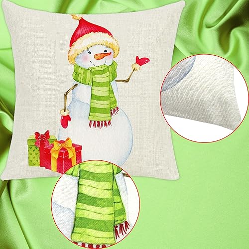 Miniatura 3 de ceiba tree Juego de 4 fundas de almohada navideñas de 18 x 18 pulgadas, diseño de copo de nieve navideño Believe rústico, decoración de sofá y