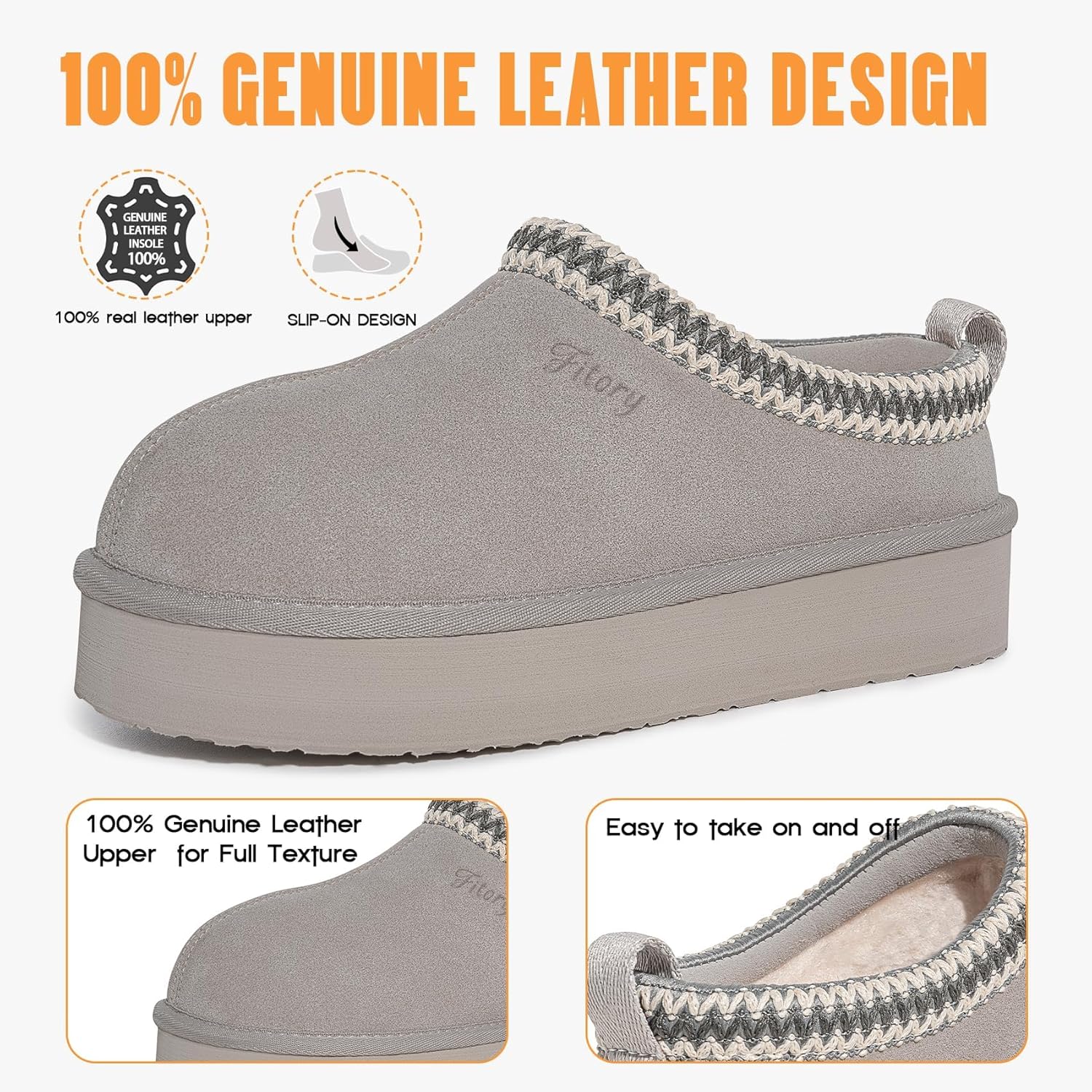 FITORY Women's Suede Slipper | Flat Short Mini Boots with Fur Fleece | Winter Casual Comfort Shoes - Image 3