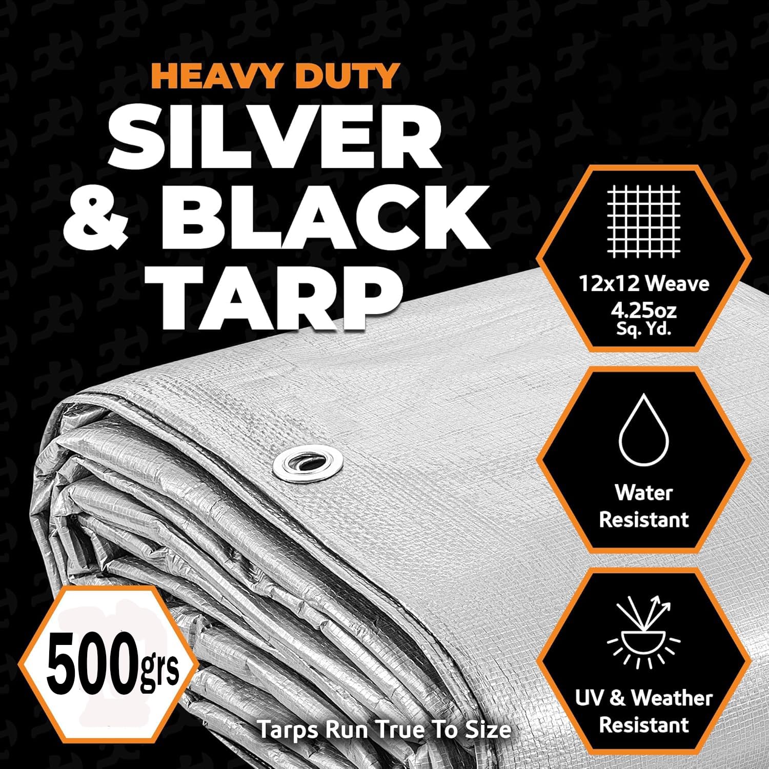 Bâche de Protection Exterieur, 500 g/m² 5x4m Imperméable Bâche Industrielle avec Œillets, Bâche Résistante aux Intempéries Ultra Lourde, Réversible, Argent et Bleu
