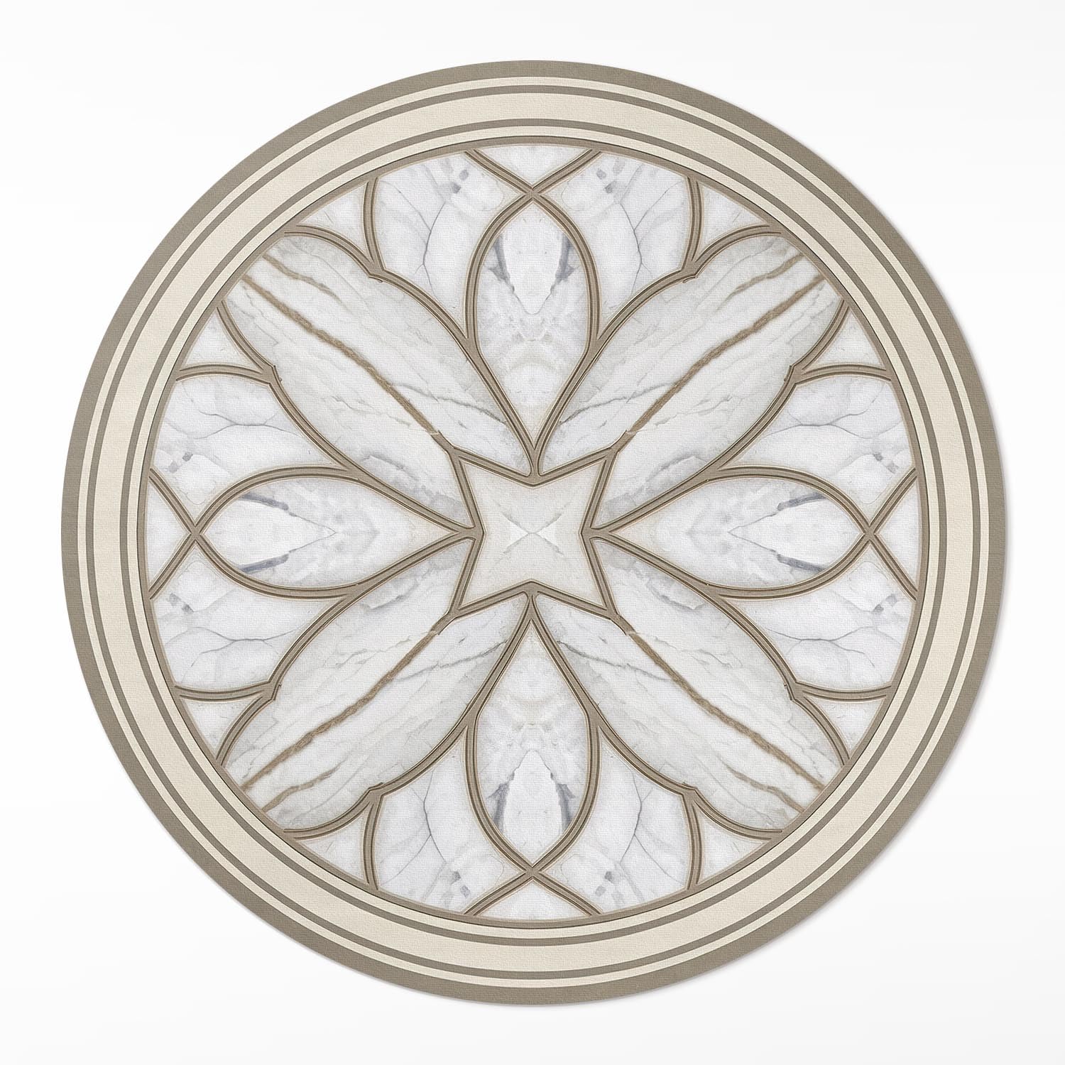 Tapis de sol vinyle résistant à la rayure et entretien facile vitrail en marbre ø110 cm