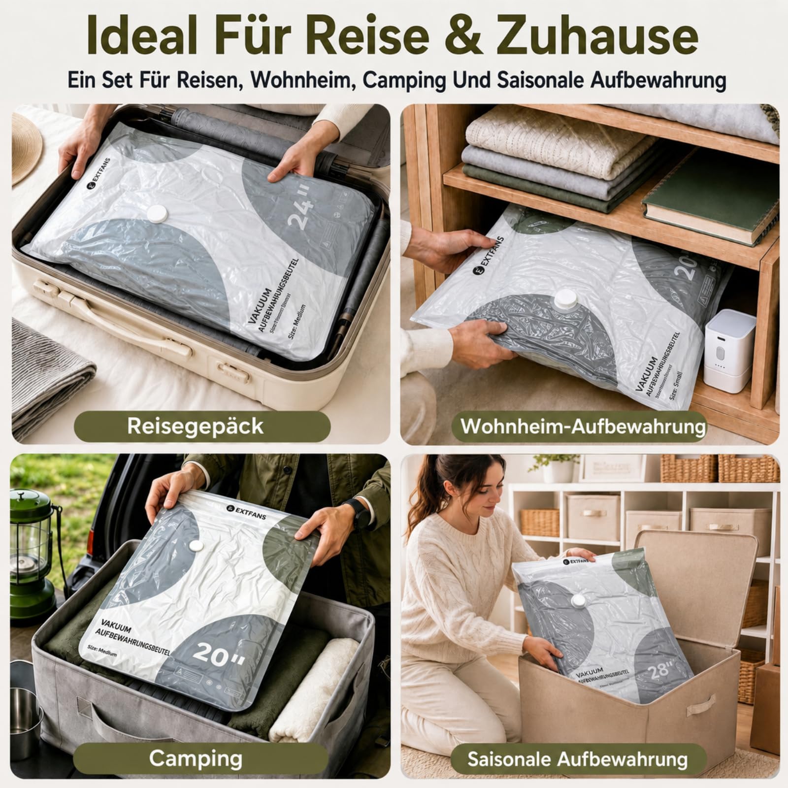 Vakuumbeutel für Kleidung Reise mit Kabelloser Elektrischer Pumpe
