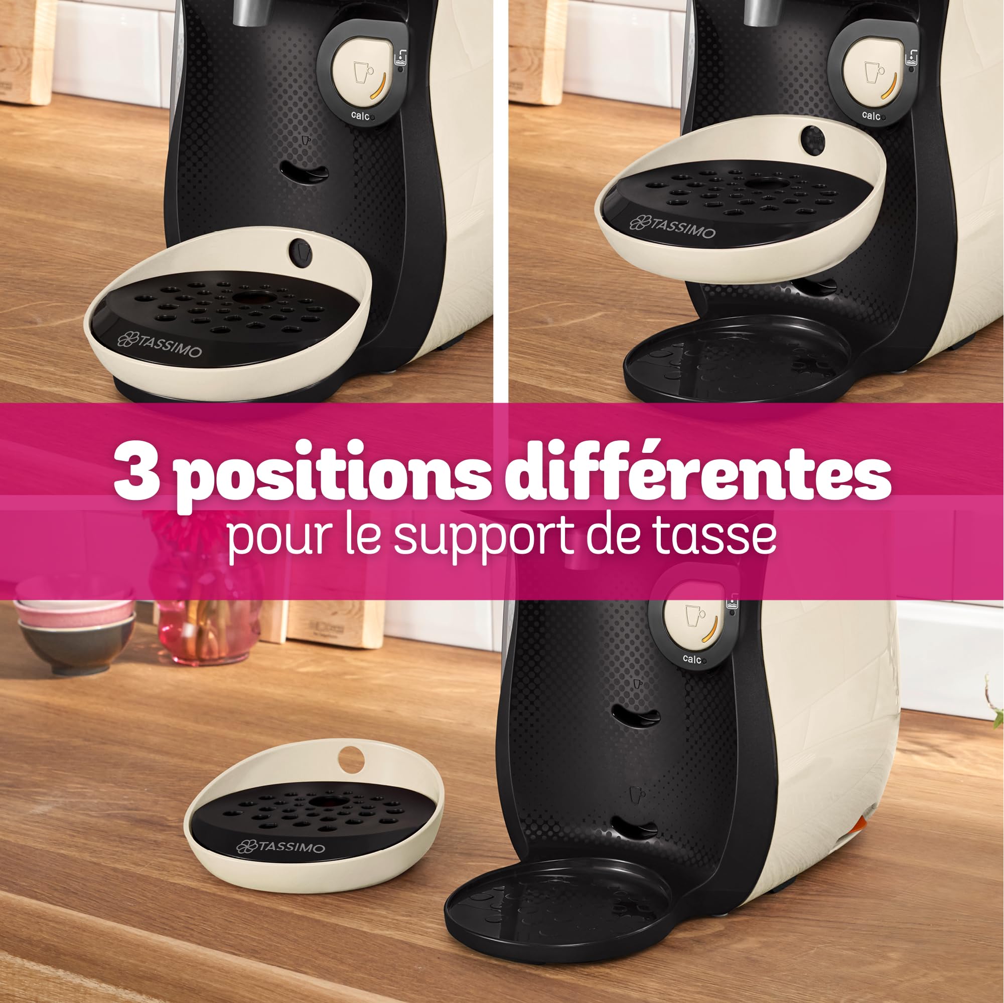 Bosch Machine à café multi-boissons Tassimo Happy friendly, TAS107E, plus de 70 boissons chaudes, OneTouch, cafétière à dosettes, Intellibrew, couleur crème