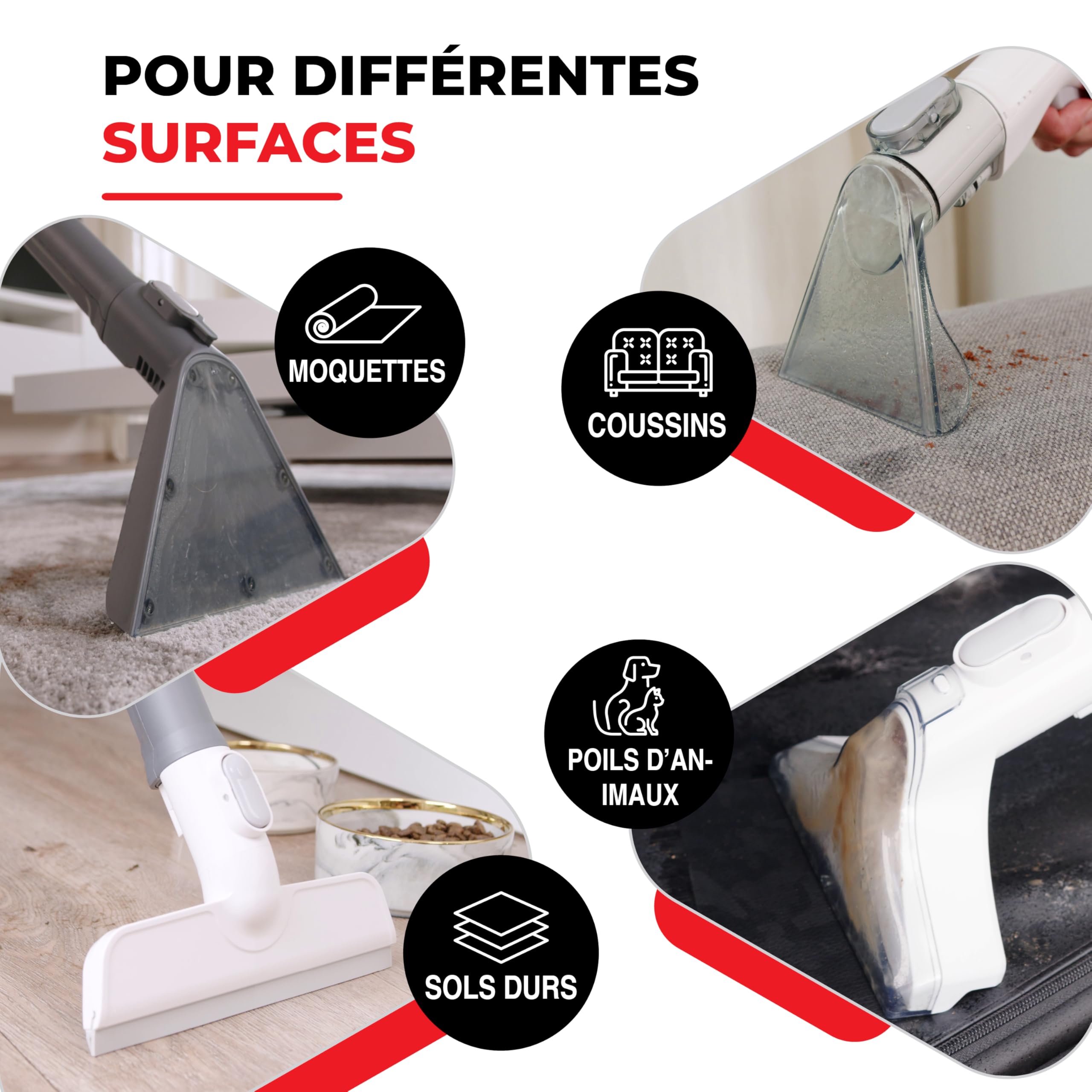 SPOTTY shampouineuse canape | nettoyeur tapis, moquettes et canapé | puissance d'aspiration de 170 mbar pour un nettoyage en profondeur | nettoyeur canapé tissu | aspirateur laveur canapé [67 dB]