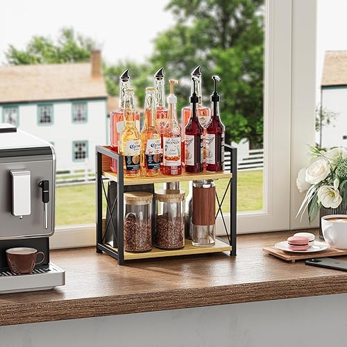 Miniatura 9 de Giikin Organizador de estante de encimera, organizador de especias de cocina de 2 niveles para encimera, organizador de estante de madera para