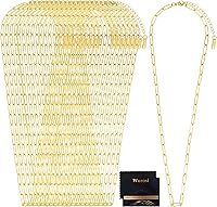 20 Pack 18K Gold Plated Paperclip Charm Necklace Chains 18 Inch Adjustable 4mmx12mm Stainless Steel for DIY Jewelry Making Women
