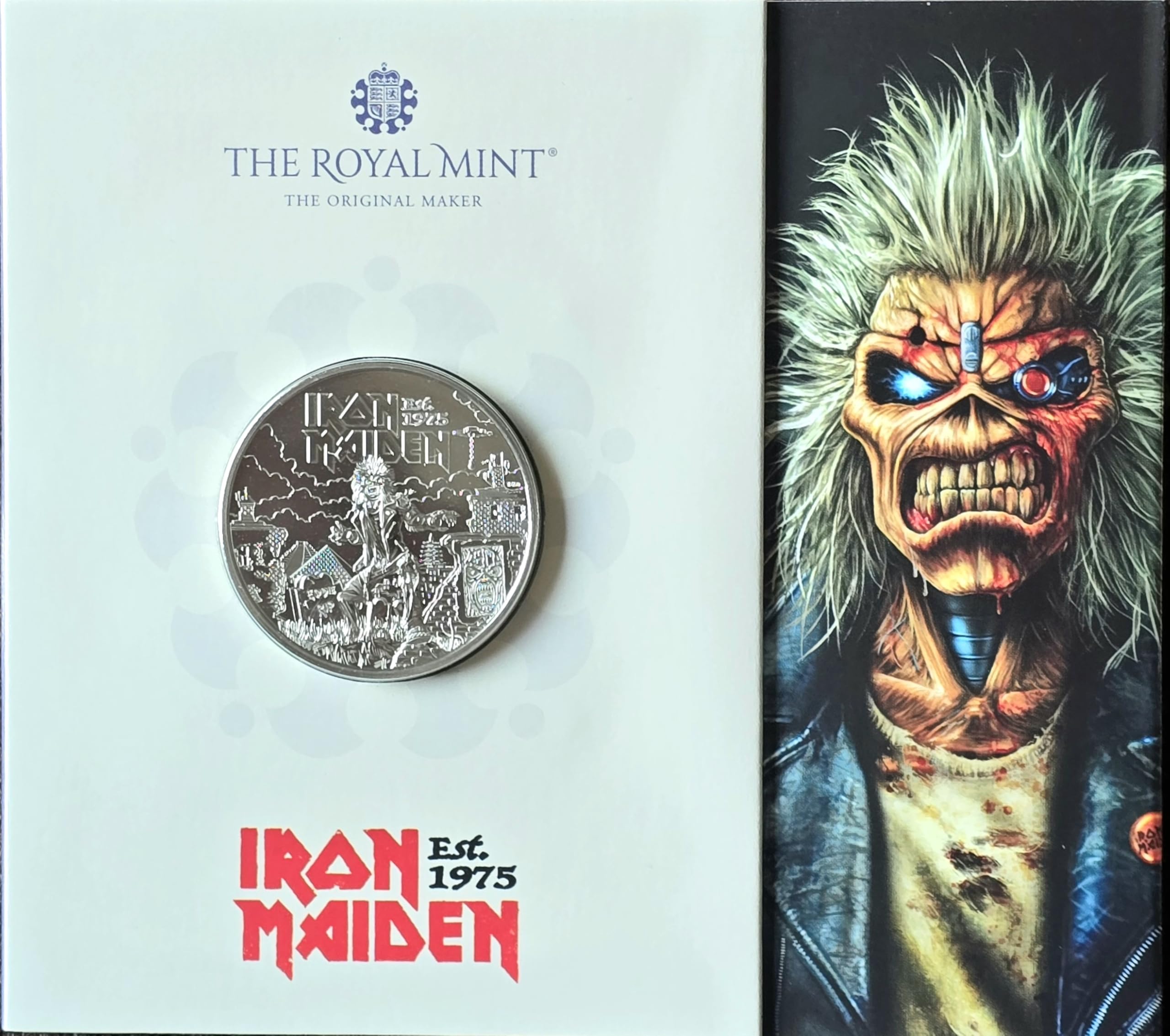 CrawleyCoins Iron Maiden Music Legends UK 2025 Pièce de monnaie non circulée dans un paquet menthe