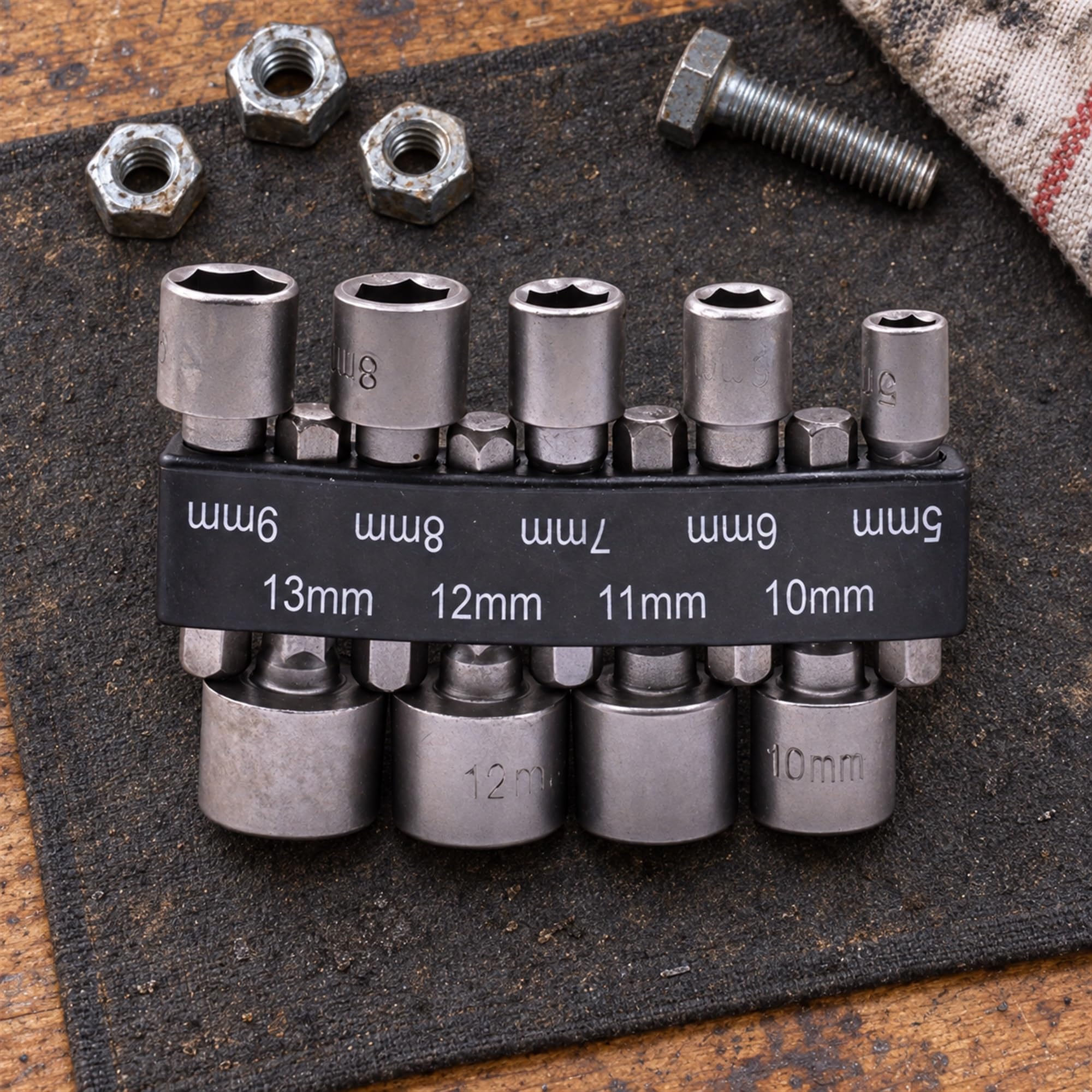 Chrome Vanadium Steel Hex Socket Nut Drivers, Fastening Tools for Vehicle Repairs and Everyday Home Maintenance