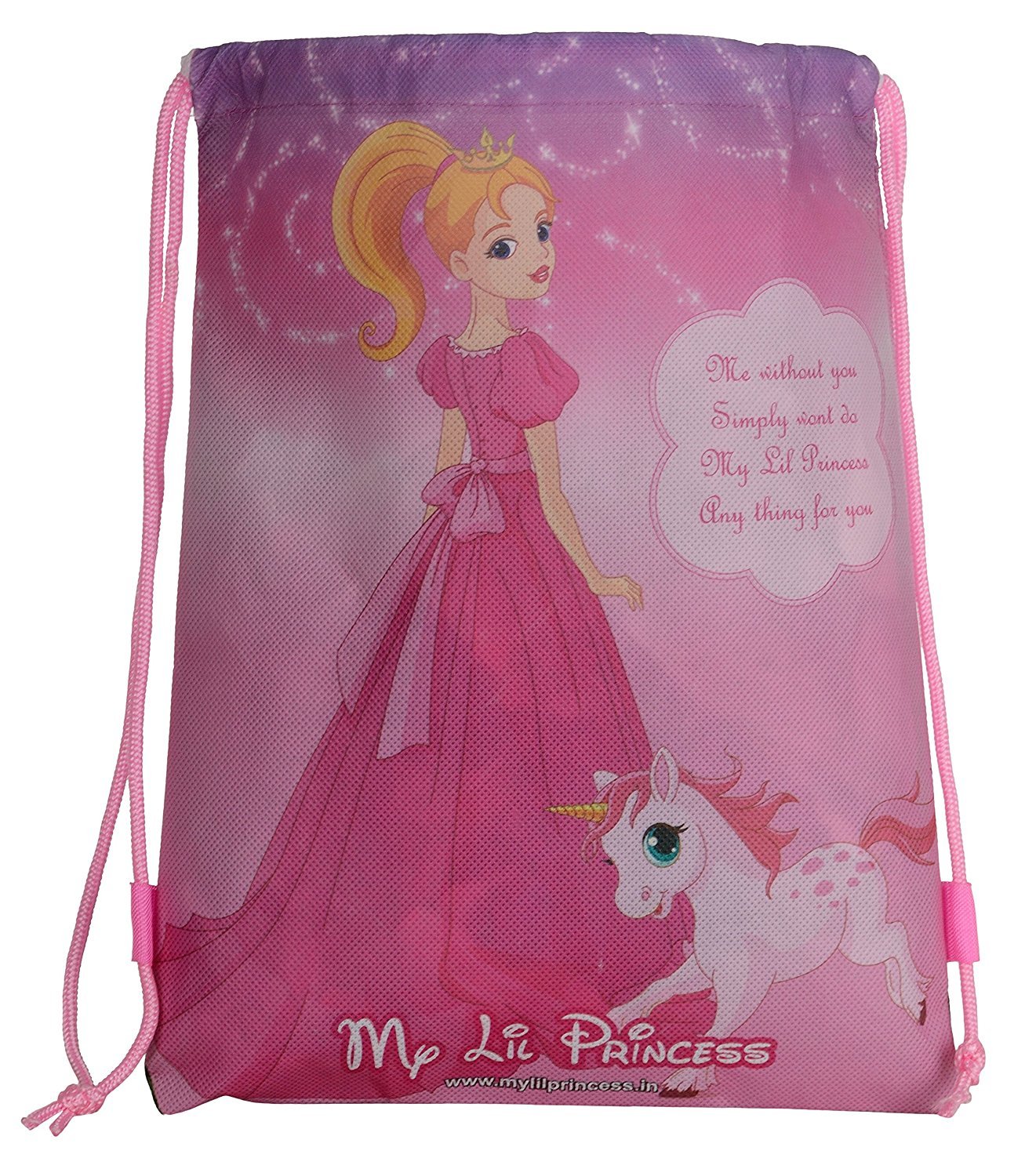 Drawstring Bag (Non Woven_Pink_Set of 5)