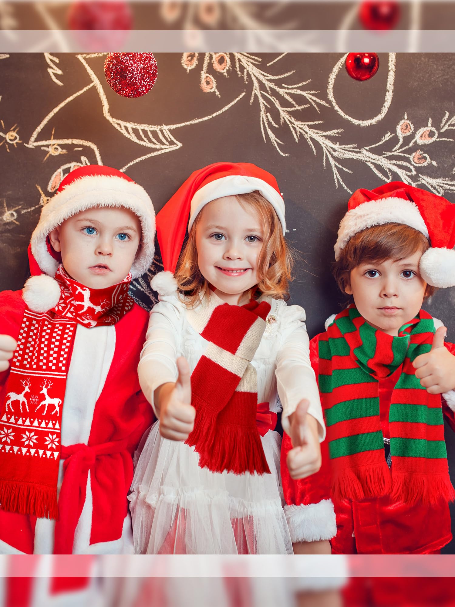 4 bufandas de Navidad unisex con tema de Navidad, bufanda de punto de invierno, bufanda larga cálida con borlas, 71 pulgadas, Como se muestra en las imágenes. 4
