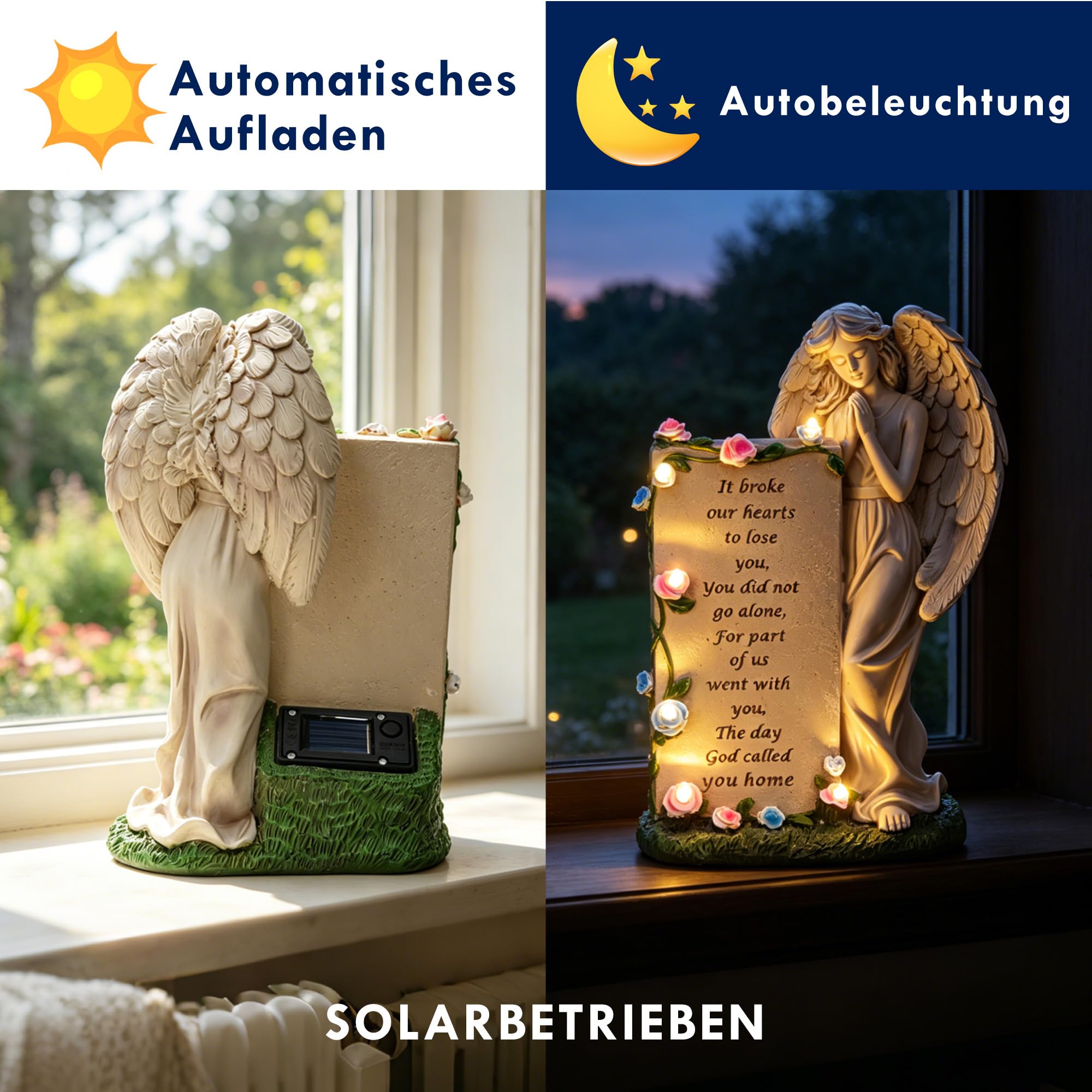 lifemet Solar-Engel-Grabschmuck – Engel-Gartendekoration für den Außenbereich, Engel und Grabsteine, Gedenkgeschenke