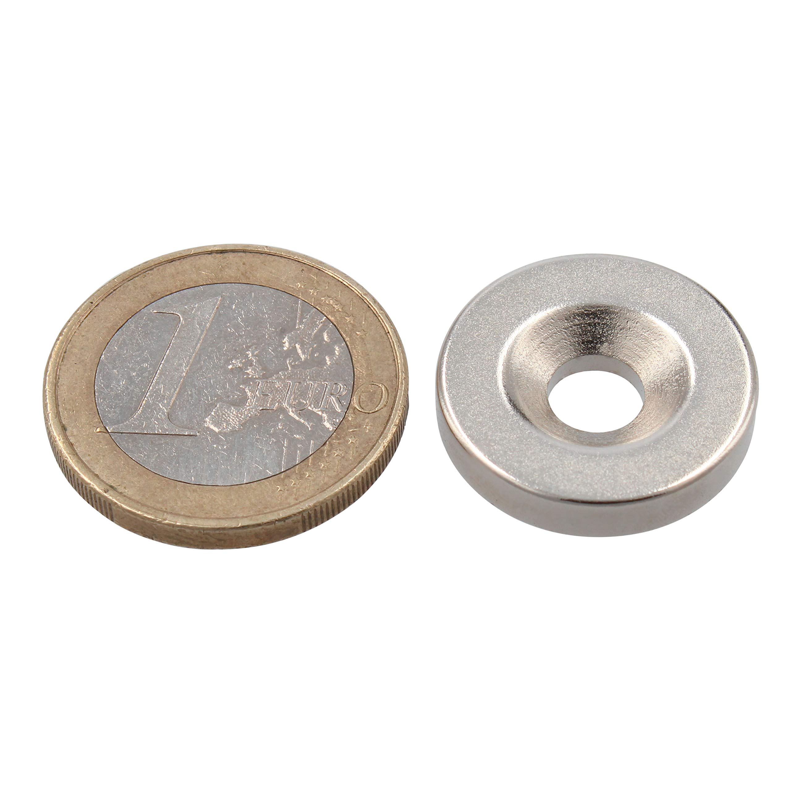 Ferrestock FSKNDC008 pack de 10 imanes de neodimio redondos de 20x4 mm con agujero de 6 mm