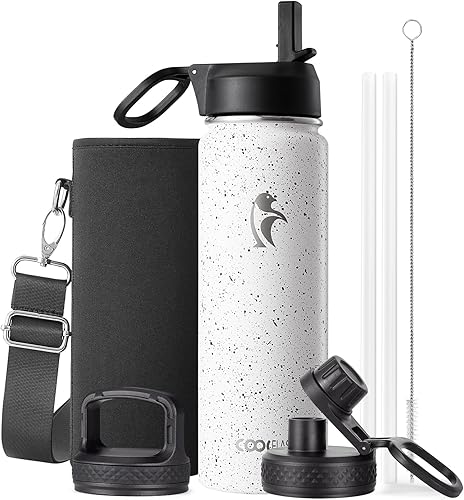 Miniatura 68 de Coolflask - Botella de agua de 64 onzas, aislada, con popote y 3 tapas, con diseño Galaxy, de acero inoxidable al vacío, mantiene las bebidas frías