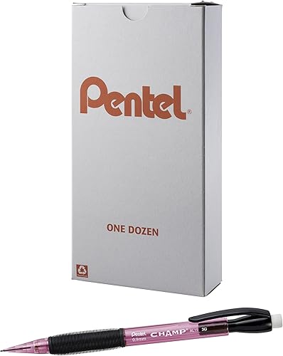 Pentel Champ - Portaminas (0.035 in), barril rosa tintado, caja de 12 (AL19P)