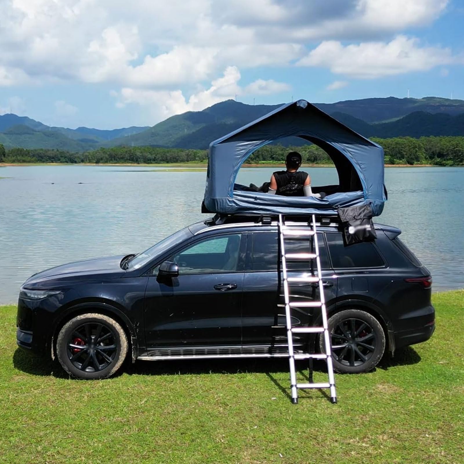 Tente de toit gonflable, portable et coupe-vent pour 2 personnes, tente de toit facile à installer pour voitures et SUV, étanche toutes saisons et prête pour l'aventure
