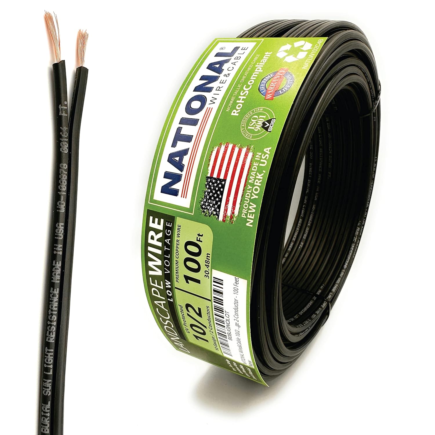 NATIONAL Wire&Cable 10/2 Low Voltage Landscape Lighting Wire Made in