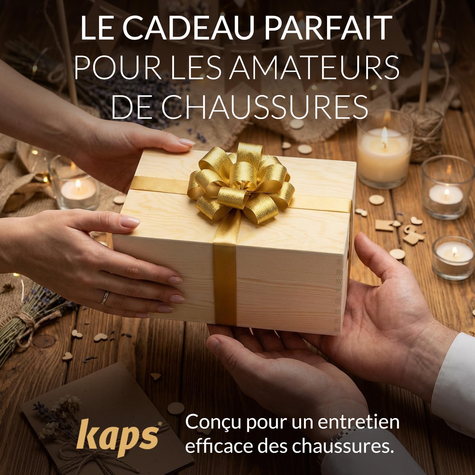 Kaps Kit Nettoyage et Entretien des Chaussures - 9 Pièces pour Bottes et Chaussures en Cuir, Boîte Cadeau en Bois