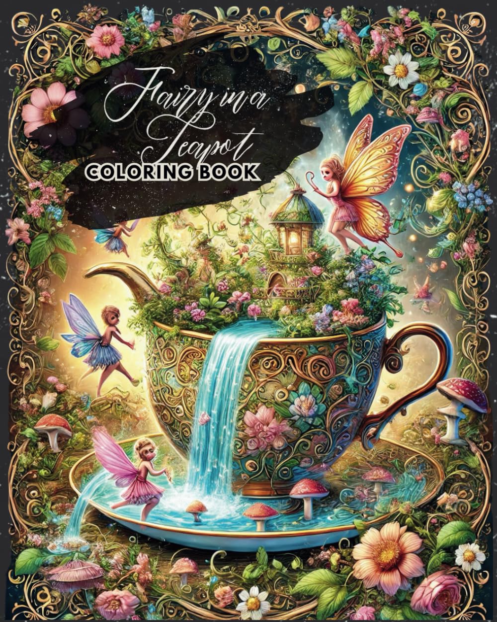 Fairy in a Teapot: A Whimsical Coloring Adventure: Enchanting Fairy-Themed Coloring Pages for Relaxation and Creativity for Adults, Teens and Kids