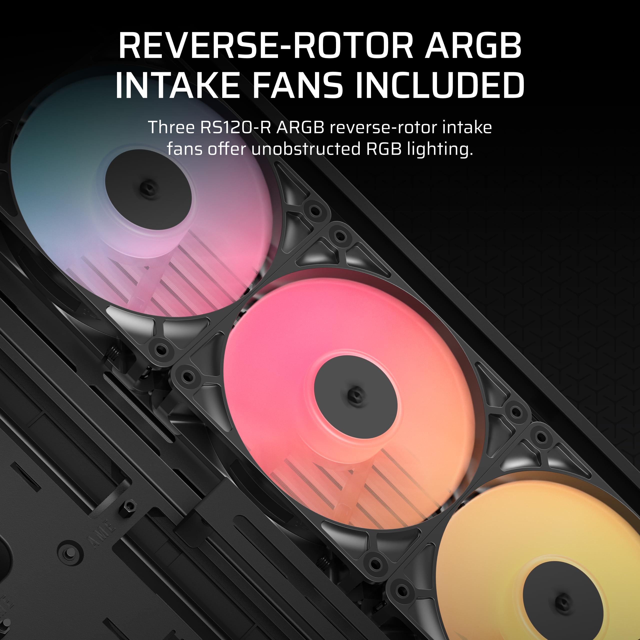 CORSAIR FRAME 4500X RS-R ARGB Panoramic Glass Mid-Tower PC Case – InfiniRail Mounting System, Fits Dual 360mm Radiators, GPU Anti-Sag, 3x RS120R Fans Included – Black — view 5