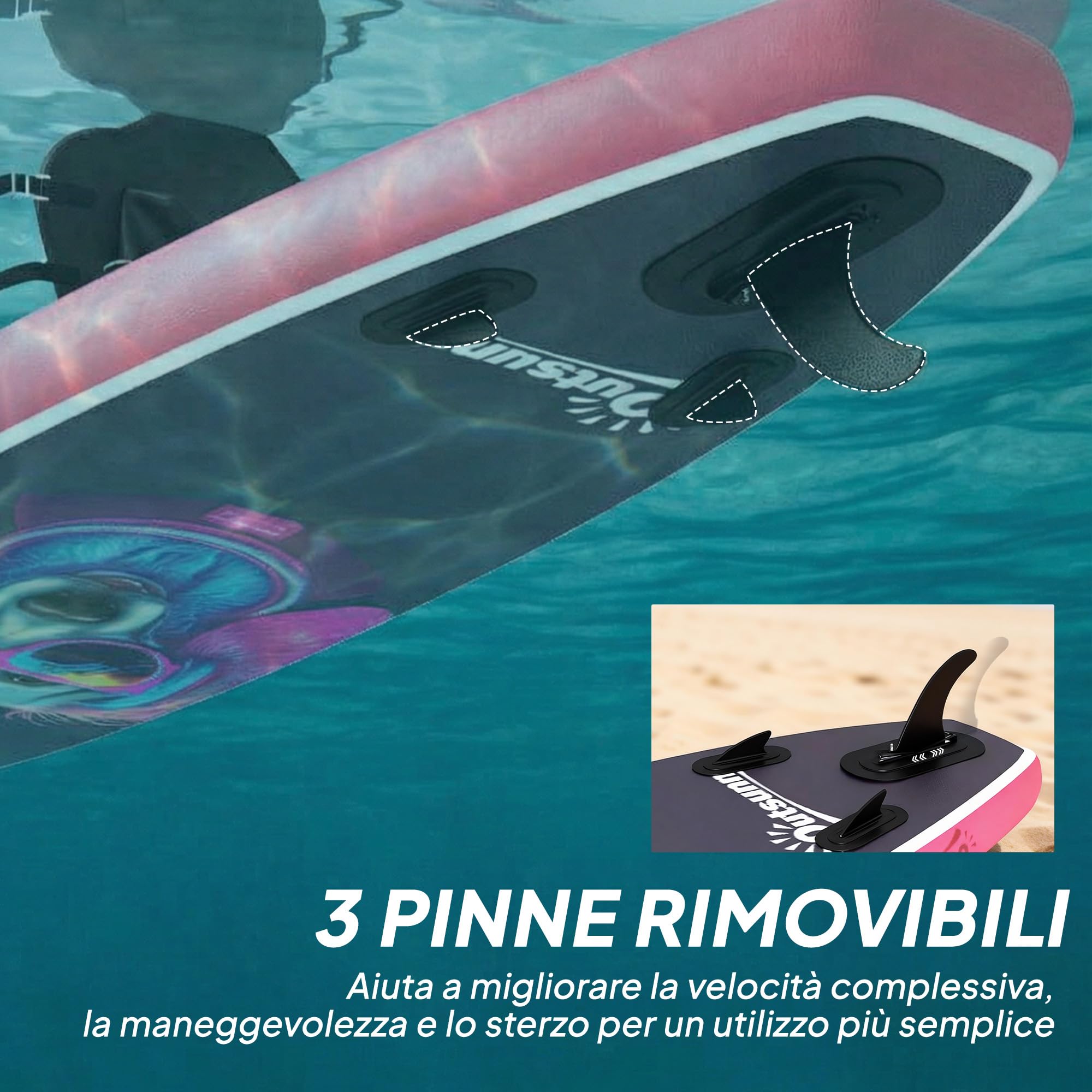 Outsunny Tavola Sup Gonfiabile Adulti, 335 cm Extra-Lunga Stand Up Paddle Board con Sedile, Pagaia Convertibile, Ponte Antiscivolo, Zaino, Pompa, 3 Pinne, Custodia Telefono Impermeabile, Carico 180kg