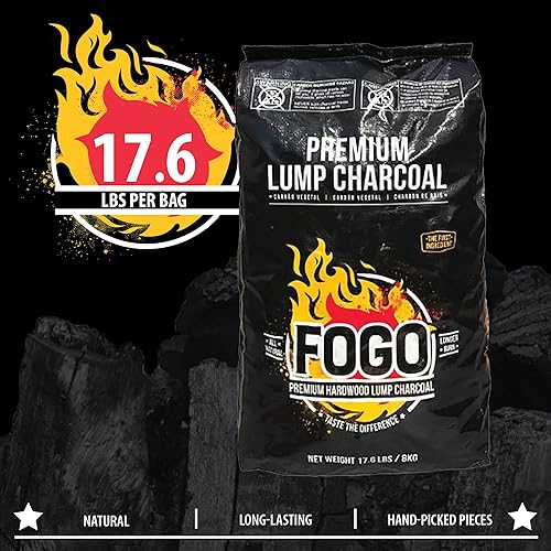 Miniatura 4 de FOGO Madera dura de roble de primera calidad, totalmente natural, tamaño mediano y pequeño, carbón vegetal para asar y ahumar, bolsa de 17.6 libras