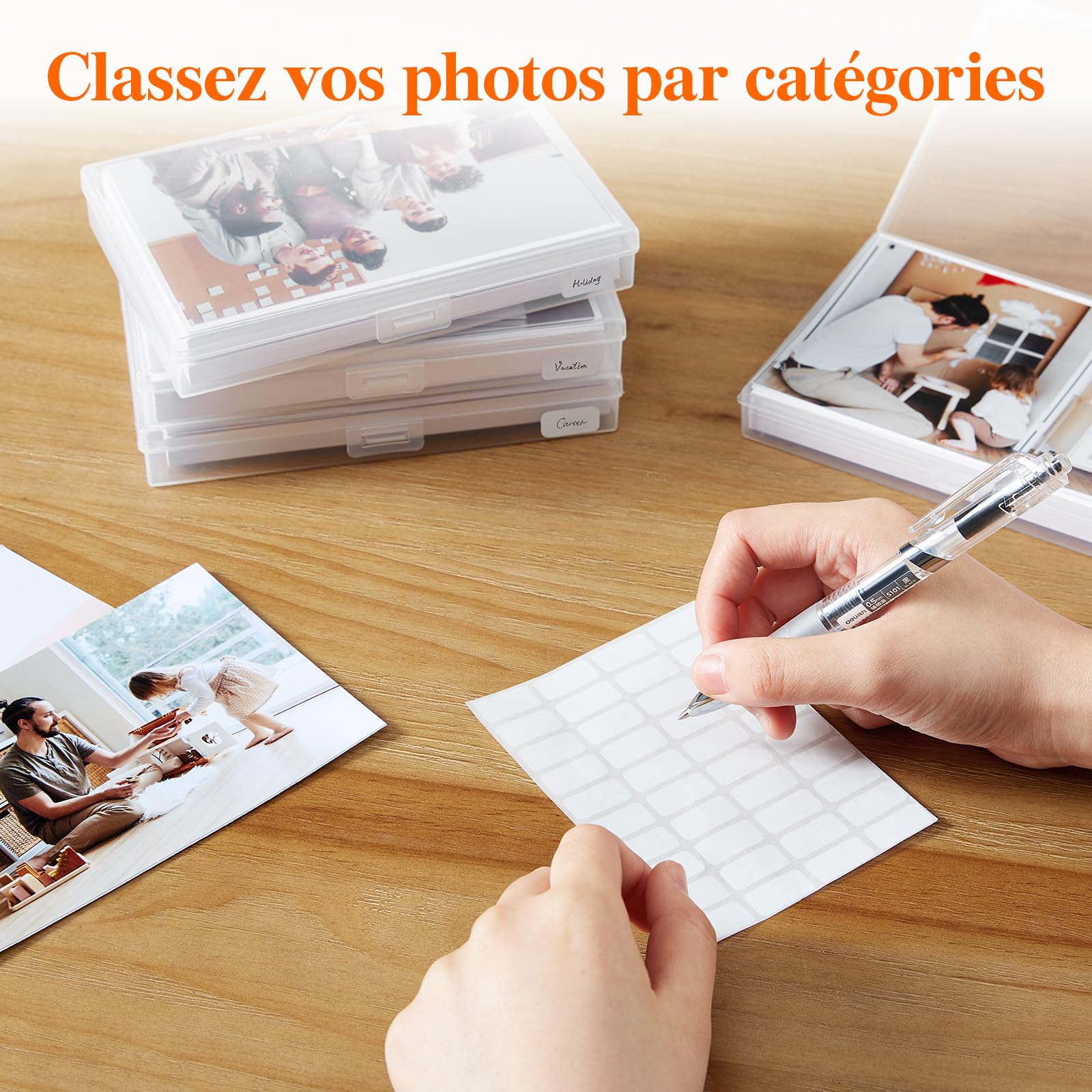 Lifewit Boite Rangement Photos 10 x 15 cm, 18 Compartiments 4R Intérieurs Storage Box Photo, Organisateur Photo avec Poignée, Boite Rangement Plastique pour Carte Bijoux Jouet, Transparente, 1 Pièce