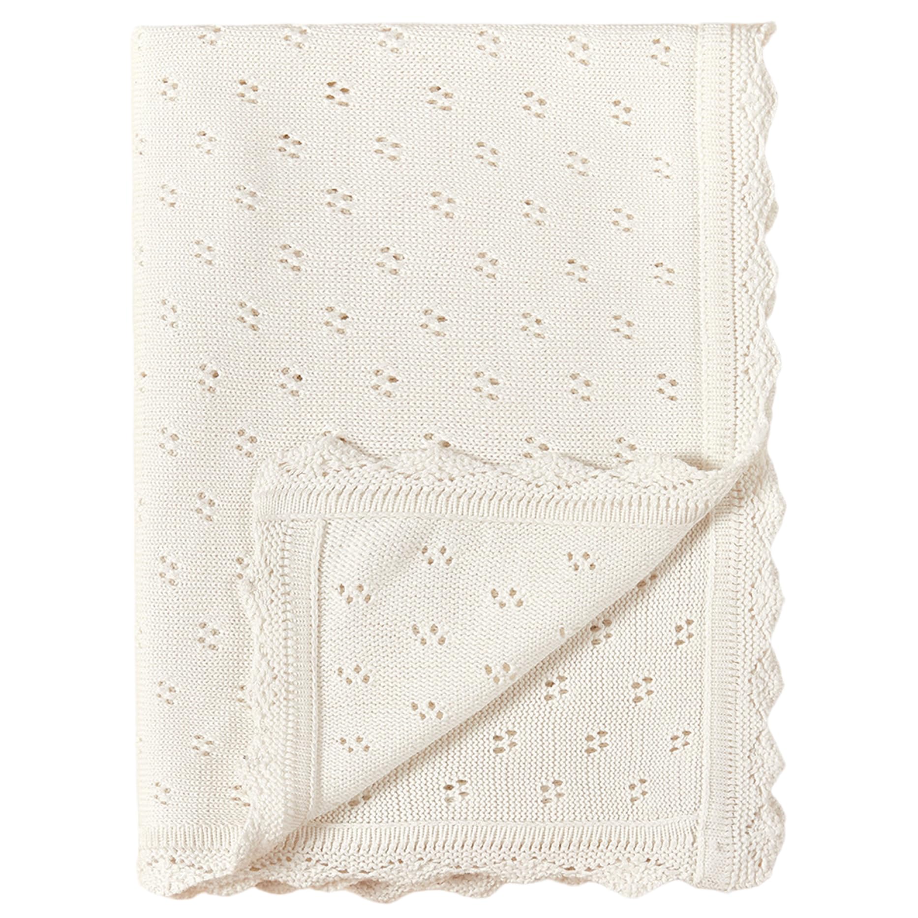 Cellular Blankets Bebé, Manta de algodón Suave y Transpirable de 32 x 39 Pulgadas, edredón de Punto Blanco para bebés recién Nacidos y niñas
