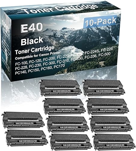 10 Pack Compatible Laser Printer Cartridge (High Yield) Replacement for Canon E40 E20 E10 E16 E30 E31 | 1491A002AA Imaging Cartridge use for Canon