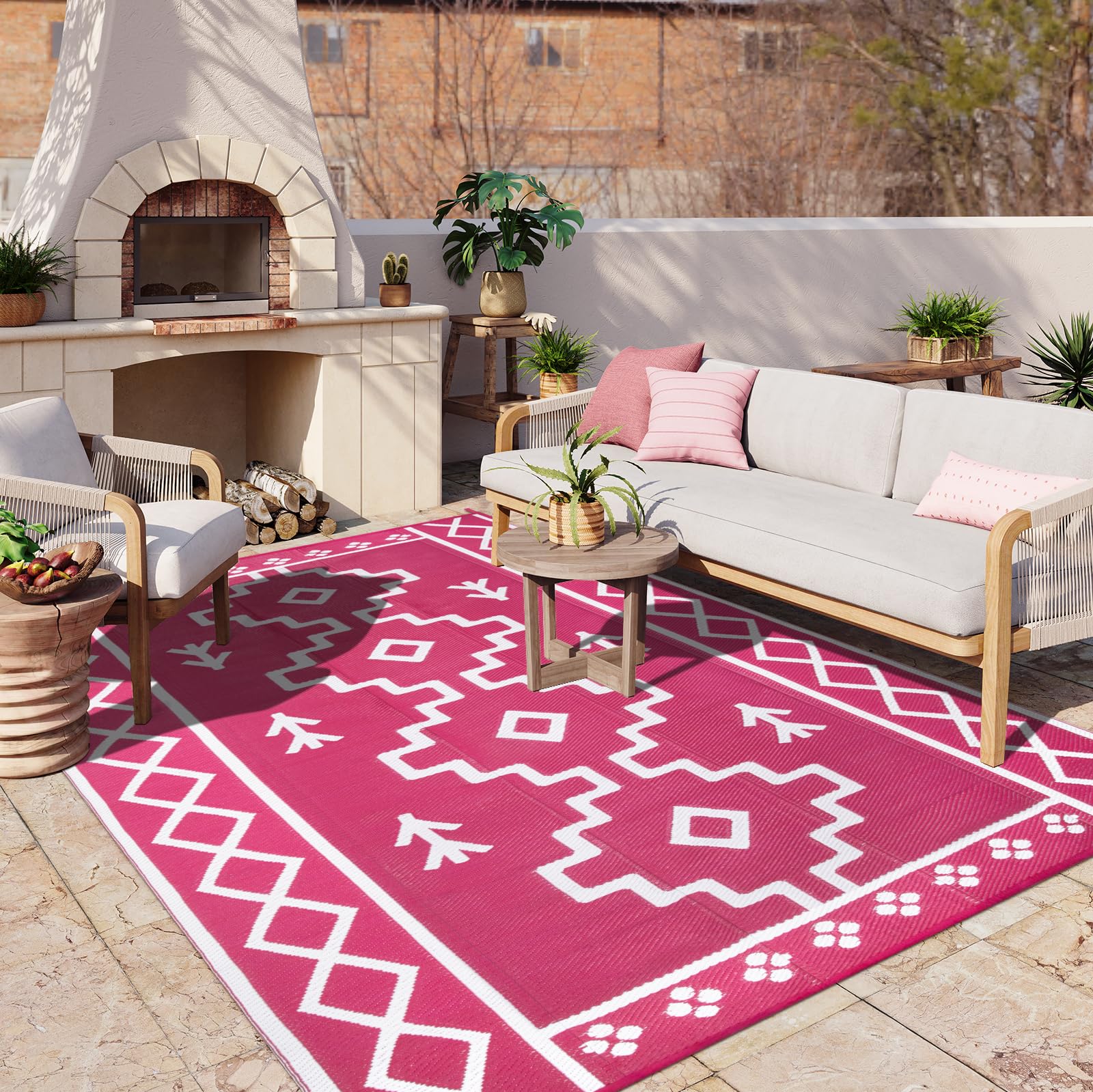 ピンクハウス 「RT-100684」 Amazon.com: Uphome Outdoor Rugs 8x10 Waterproof, Reversible Hot