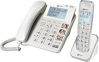 Geemarc Amplidect 295 Combi - Amplified Corded and Cordless Telephone Set with Answering Machine and Large Buttons for Seniors - Low to Medium Hearing Loss - Hearing Aid Compatible - UK Version