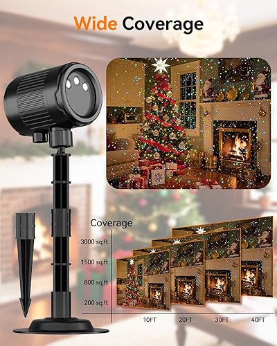 Miniatura 4 de Proyector láser de Navidad, luz láser RGB con control remoto RF, temporizador, decoraciones de Navidad, proyector de regalo de vacaciones para