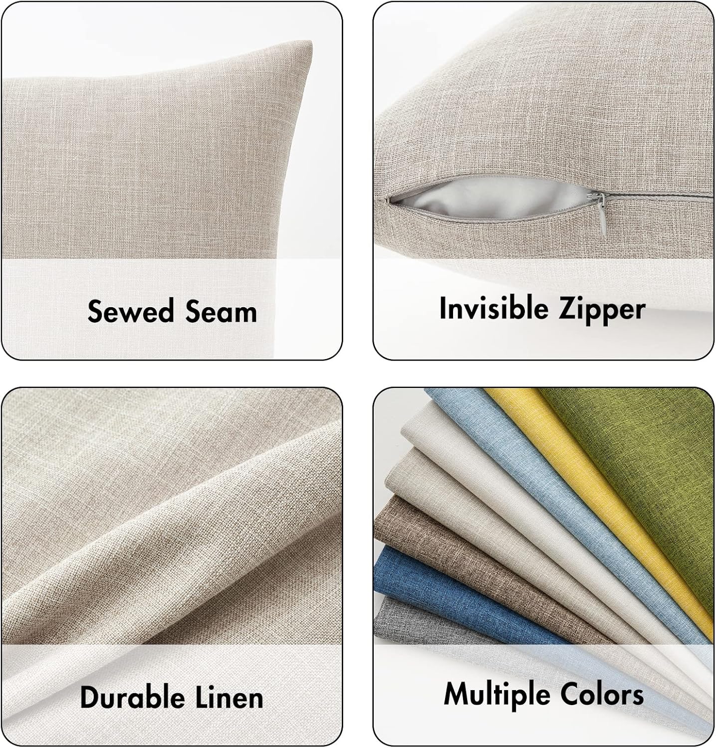 MIULEE Pack of 2 Decorative Linen Burlap Textured Pillow Covers Farmhouse Boho Accent Pillowcases Spring Home Decor for Couch Sofa Bedroom Living Room 18x18 Inch Taupe - Image 3