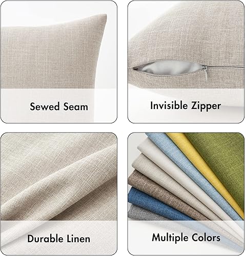 Miniatura 3 de MIULEE - Juego de 2 fundas para cojín decorativo de yute de lino, cuadradas, lisas, para casa de campo moderna, para tu sofá o tu auto de 20 x 20