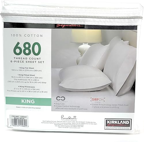 Miniatura 2 de Kirkland Signature King - Juego de sábanas de 680 hilos, 6 piezas, con bolsillos profundos