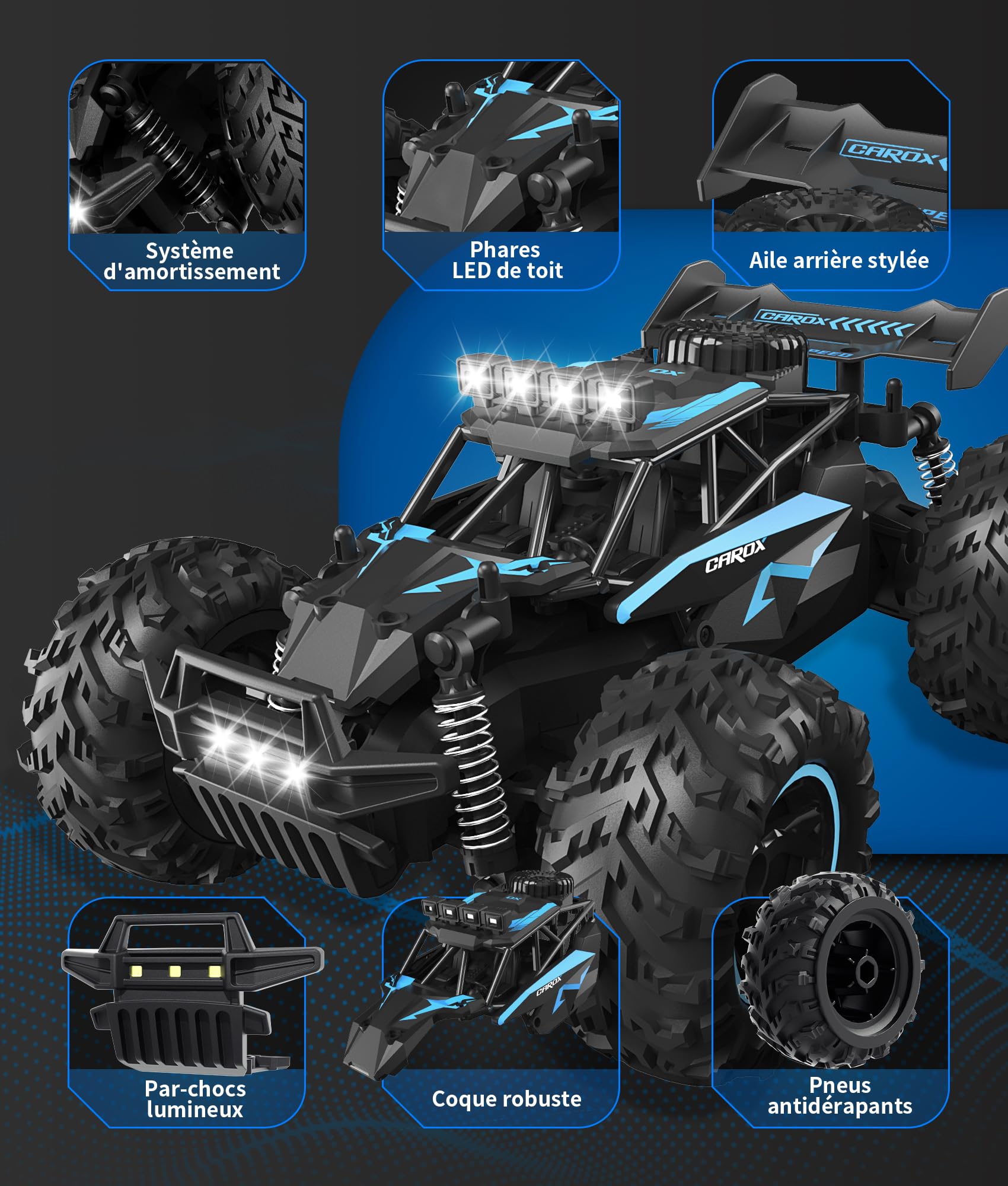 Carox 1:18 Monster Truck, 25 km/h, niños desde 6 años