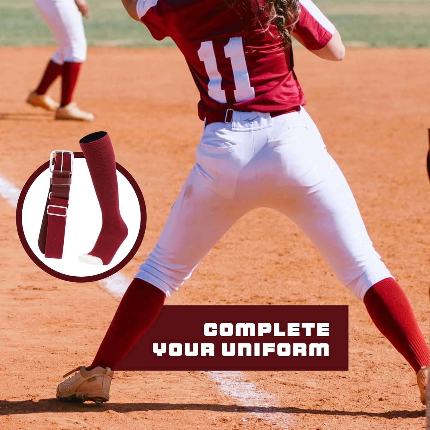 MadSportsStuff Softball or Baseball Socks and Belt Combo - Youth and Adult Sizes Boys and Girls Men and Women