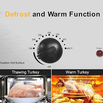 14 Quart Electric Roaster Oven with Slow Cooker Function, Turkey Roaster Oven Buffet with Self-Basting Lid, Removable Pan, Cool-Touch Handles, Easy to Clean, Silver